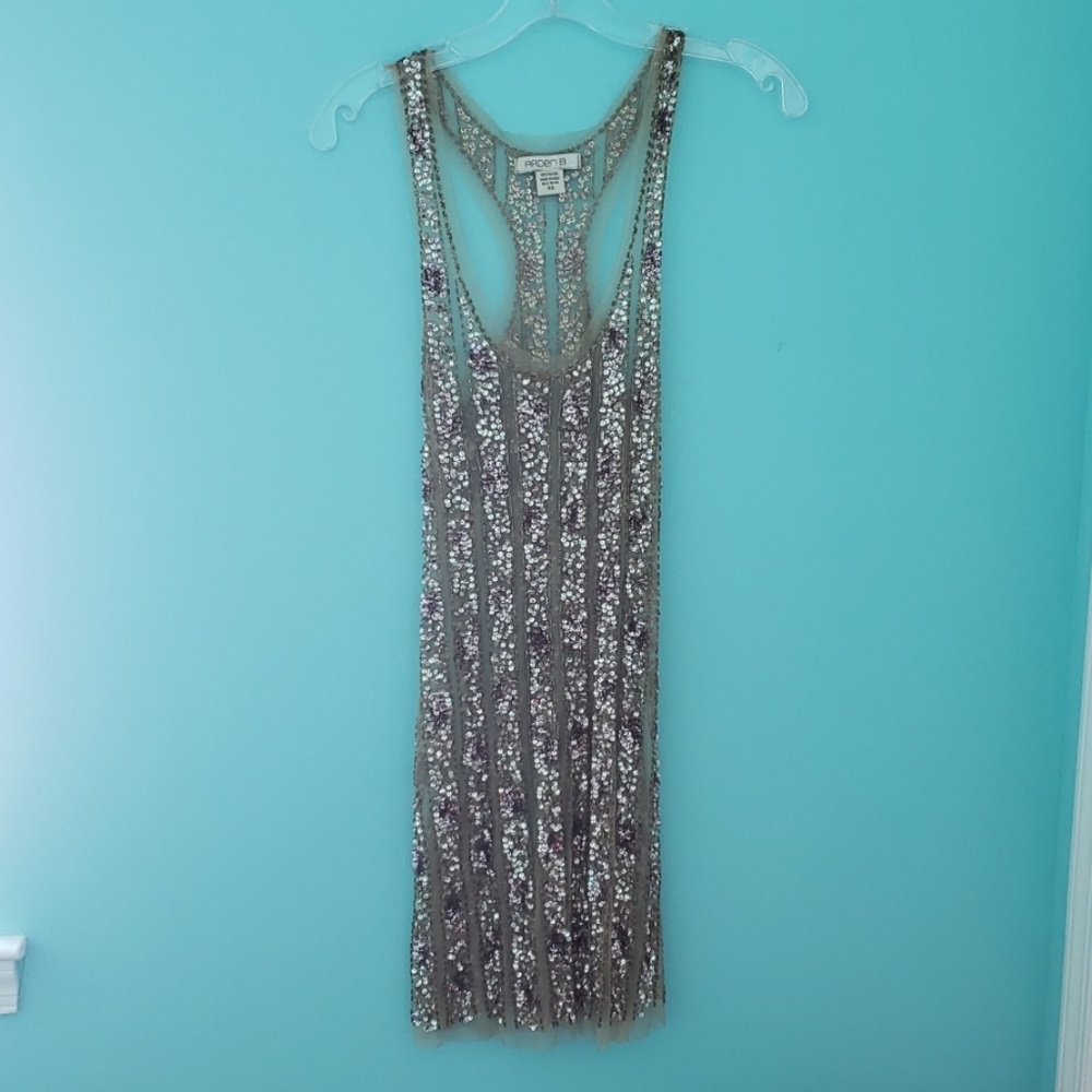 Arden B rose gold sequin&beaded mini dress XS